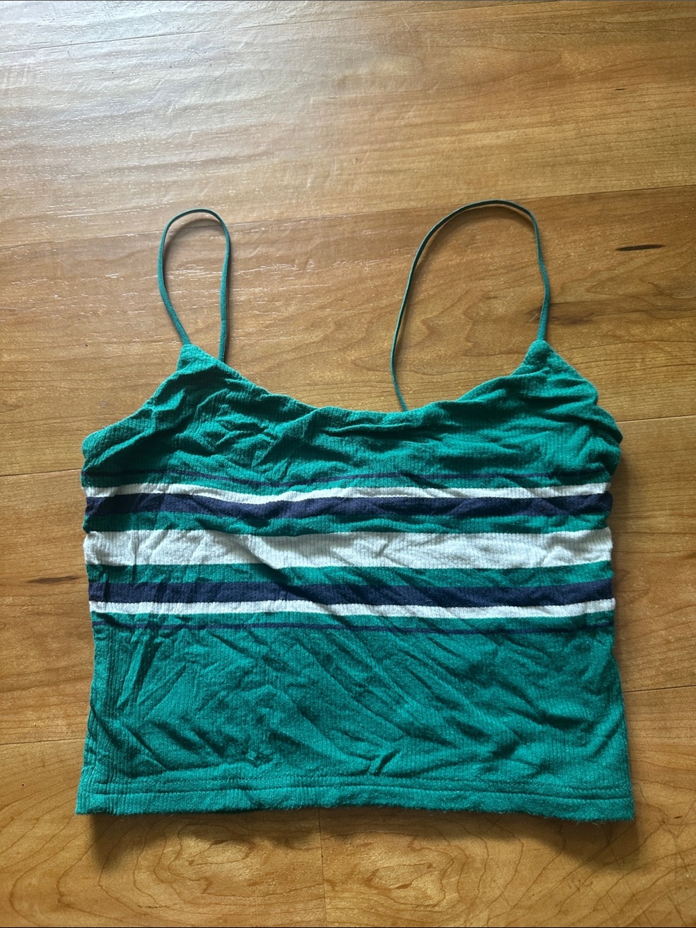 PacSun Striped Teal Spaghetti Strap Crop Top